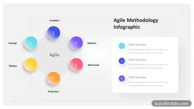 6 Stage Cycle PPT template with 6 items in blue, agile, methodology - editable PowerPoint slide
