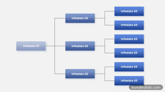 Flowchart PPT template with 10 items in blue, hierarchy, tree diagram - editable PowerPoint slide