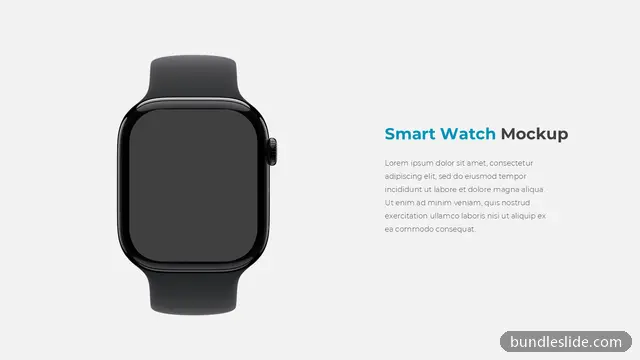 Retail PPT template in black, smart watch, mockup - editable PowerPoint slide