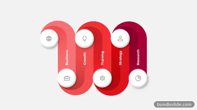 Flowchart PPT template with 5 items in red, workflow, 5 steps - editable PowerPoint slide