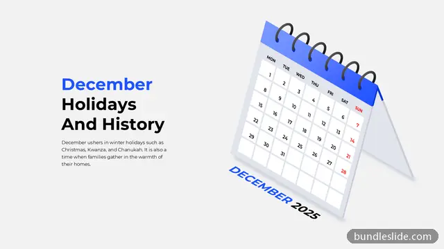 Nonprofit & NGO PPT template in blue, calendar, December - editable PowerPoint slide