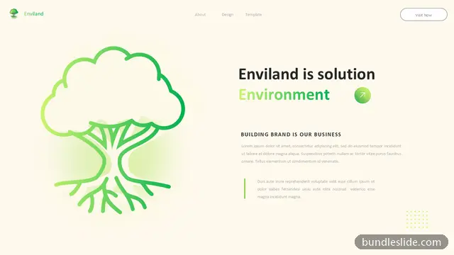 Environment & Ecology PPT template in cream, environment, tree illustration - editable PowerPoint slide