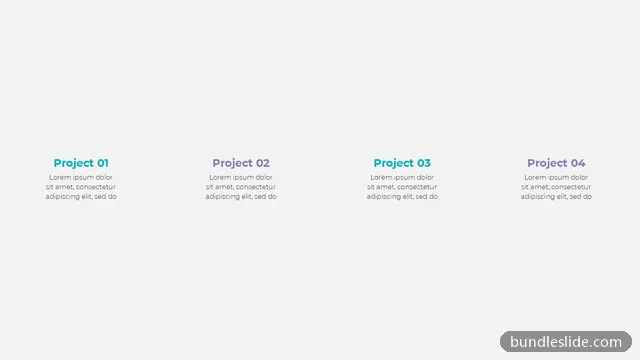 Business Plan PPT template with 4 items in teal, four columns, project overview - editable PowerPoint slide