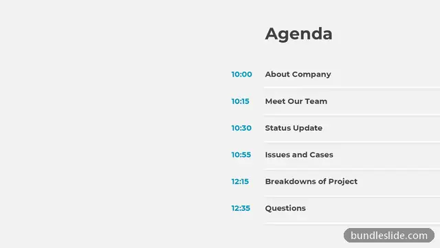 Agenda PPT template with 6 items in white, agenda, schedule - editable PowerPoint slide
