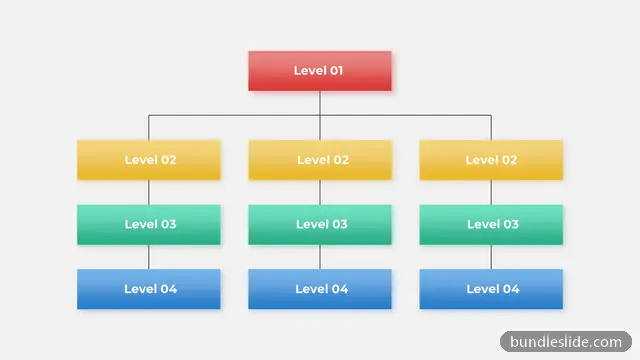 Flowchart PPT template with 10 items in red, hierarchy, organization chart - editable PowerPoint slide