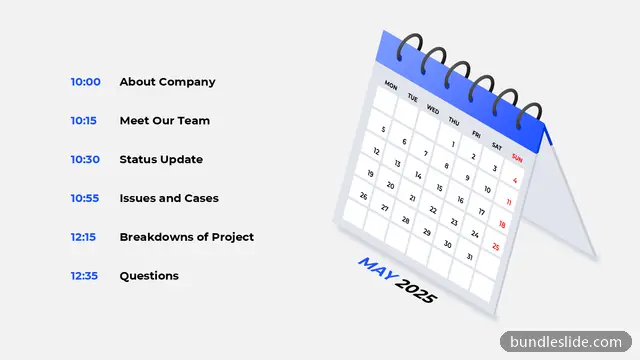 Agenda PPT template with 6 items in blue, meeting agenda, schedule - editable PowerPoint slide