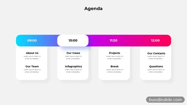 Agenda PPT template with 4 items in blue, agenda, schedule - editable PowerPoint slide