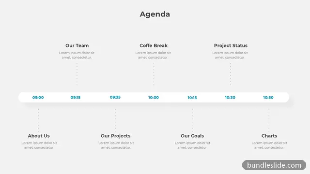 Agenda PPT template with 7 items in light gray, agenda, schedule - editable PowerPoint slide