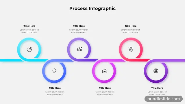 6 Step Timeline PPT template with 6 items in cyan, process infographic, 6 steps - editable PowerPoint slide