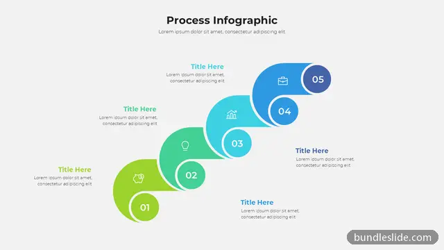 5 Step Roadmap PPT template with 5 items in green, 5-step process, staircase layout - editable PowerPoint slide