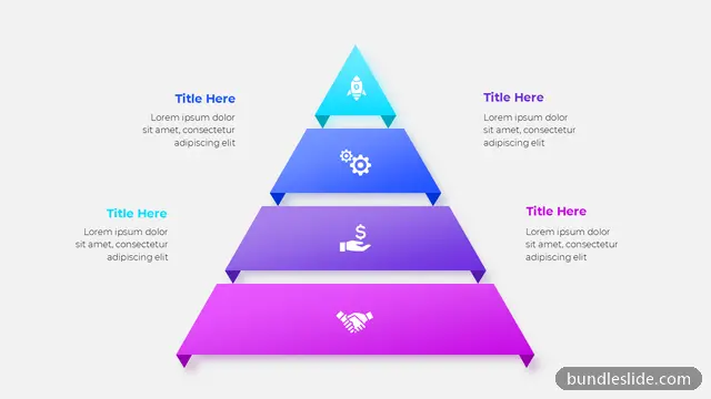 4 Level Pyramid PPT template with 4 items in cyan, pyramid diagram, 4 levels - editable PowerPoint slide