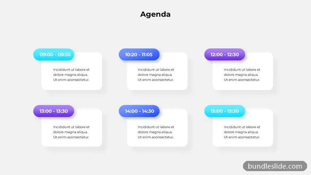 Agenda PPT template with 6 items in cyan, agenda, schedule - editable PowerPoint slide