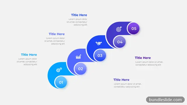 5 Step Roadmap PPT template with 5 items in blue, workflow, 5 steps - editable PowerPoint slide