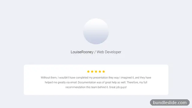Team & About Us PPT template in white, testimonial, customer review - editable PowerPoint slide
