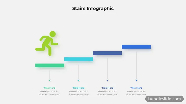 4 Step Roadmap PPT template with 4 items in green, stairs infographic, growth steps - editable PowerPoint slide