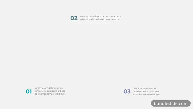 Business Plan PPT template with 3 items in light gray, three steps, numbered list - editable PowerPoint slide