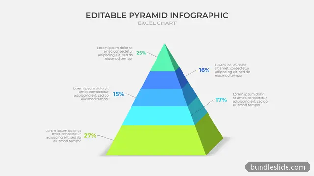 5 Level Pyramid PPT template with 5 items in green, pyramid chart, 5-level pyramid - editable PowerPoint slide