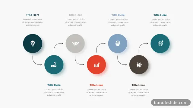 8 Step Process PPT template with 8 items in dark teal, zigzag process, 8 steps - editable PowerPoint slide
