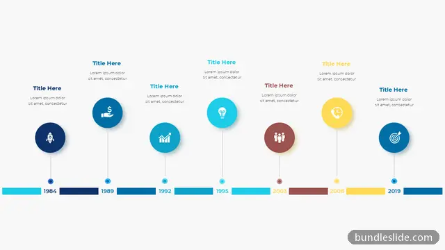 7 Step Roadmap PPT template with 7 items in navy blue, timeline, milestones - editable PowerPoint slide
