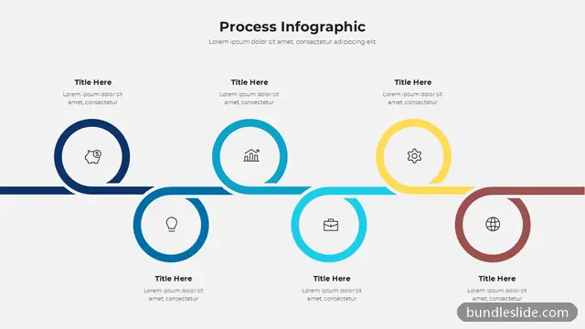 7 Step Timeline PPT template with 7 items in navy blue, 7-step process, circular icons - editable PowerPoint slide