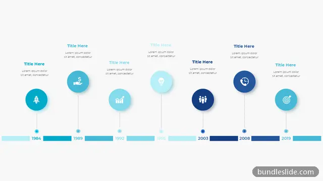 7 Step Timeline PPT template with 7 items in teal, timeline, milestones - editable PowerPoint slide