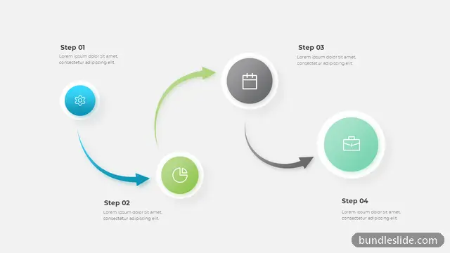 4 Step Roadmap PPT template with 4 items in blue, 4 steps, zigzag process - editable PowerPoint slide