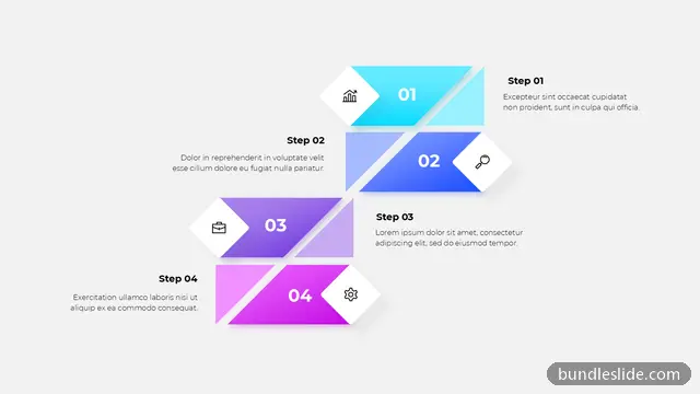 4 Step Roadmap PPT template with 4 items in cyan, 4 steps, diagonal arrows - editable PowerPoint slide
