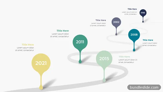 6 Step Roadmap PPT template with 6 items in yellow, timeline, milestones - editable PowerPoint slide