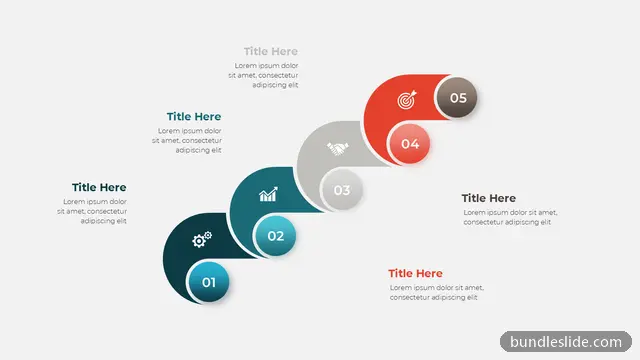5 Step Roadmap PPT template with 5 items in teal, workflow, 5 steps - editable PowerPoint slide