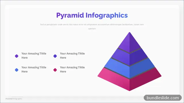 4 Level Pyramid PPT template with 4 items in purple, pyramid diagram, 4-level hierarchy - editable PowerPoint slide