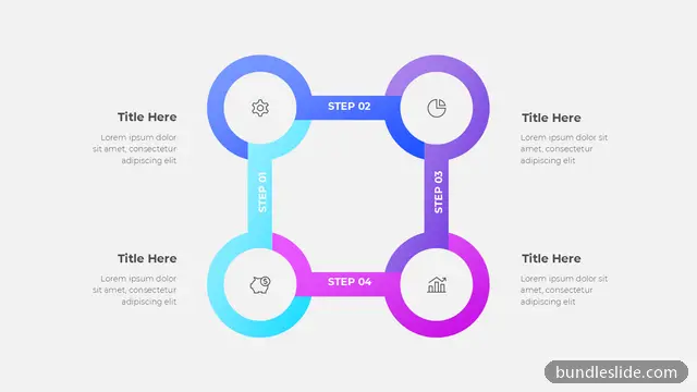 4 Stage Cycle PPT template with 4 items in blue, 4-step cycle, circular process - editable PowerPoint slide