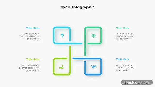4 Stage Cycle PPT template with 4 items in cyan, cycle infographic, four steps - editable PowerPoint slide