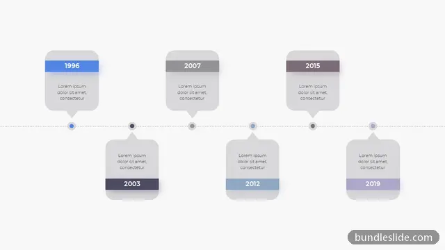 6 Step Roadmap PPT template with 6 items in blue, timeline, milestones - editable PowerPoint slide