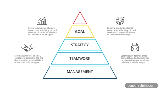 5 Level Pyramid PPT template with 5 items in red, pyramid diagram, hierarchy - editable PowerPoint slide