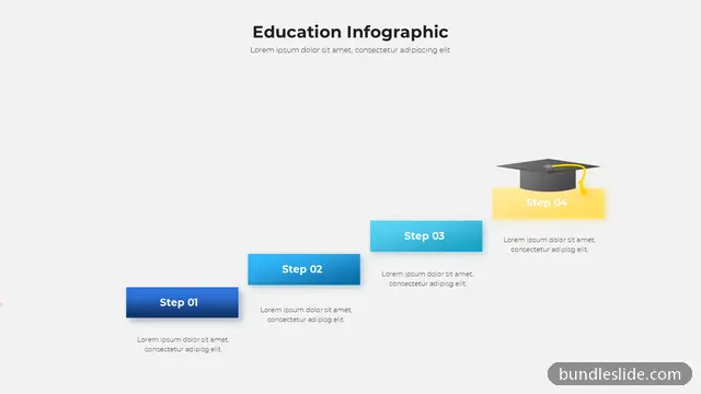 4 Step Roadmap PPT template with 4 items in blue, step process, ascending steps - editable PowerPoint slide