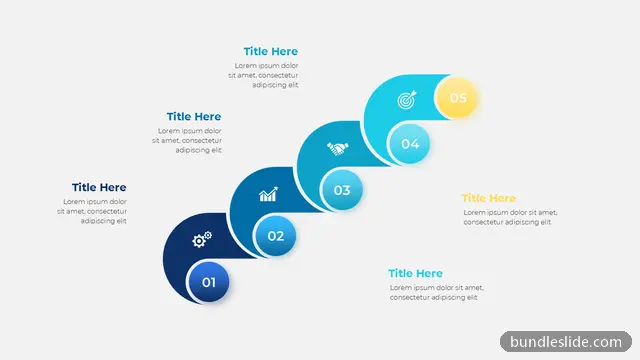 5 Step Roadmap PPT template with 5 items in navy blue, workflow, 5 steps - editable PowerPoint slide