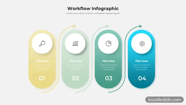 4 Step Roadmap PPT template with 4 items in yellow, workflow, 4 steps - editable PowerPoint slide
