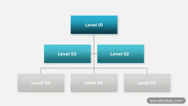 6 Level Pyramid PPT template with 6 items in teal, organizational chart, hierarchy - editable PowerPoint slide