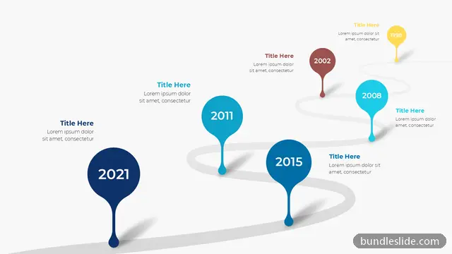 6 Step Roadmap PPT template with 6 items in navy blue, timeline, history - editable PowerPoint slide