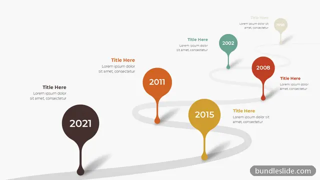 6 Step Roadmap PPT template with 6 items in dark brown, timeline, history - editable PowerPoint slide