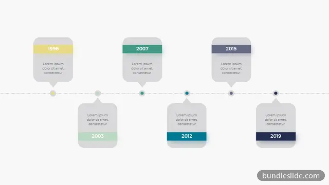 6 Step Roadmap PPT template with 6 items in gray, timeline, milestones - editable PowerPoint slide