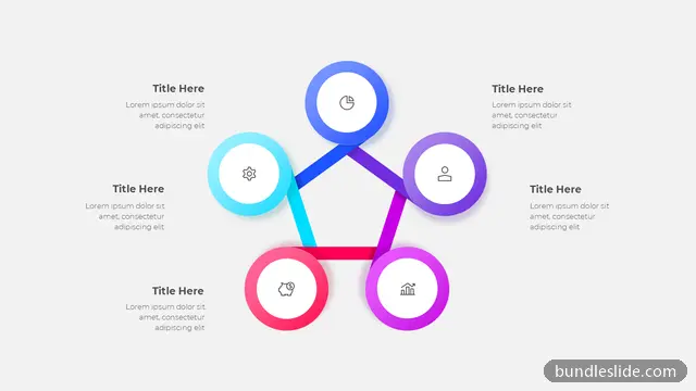 5 Stage Cycle PPT template with 5 items in blue, five-point diagram, pentagon layout - editable PowerPoint slide