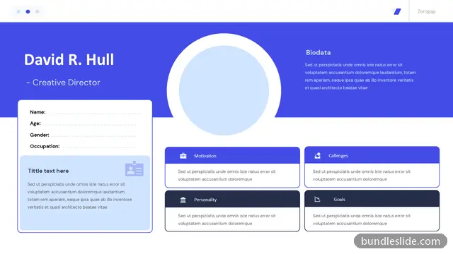 Buyer Persona PPT template with 4 items in blue, buyer persona, customer profile - editable PowerPoint slide