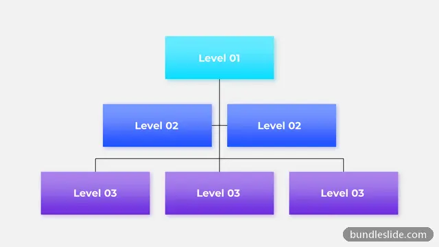 6 Level Pyramid PPT template with 6 items in cyan, hierarchy, organizational chart - editable PowerPoint slide