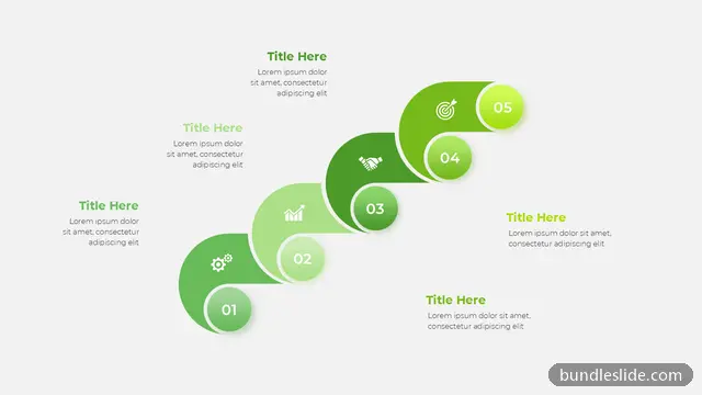 5 Step Roadmap PPT template with 5 items in green, workflow, 5 steps - editable PowerPoint slide