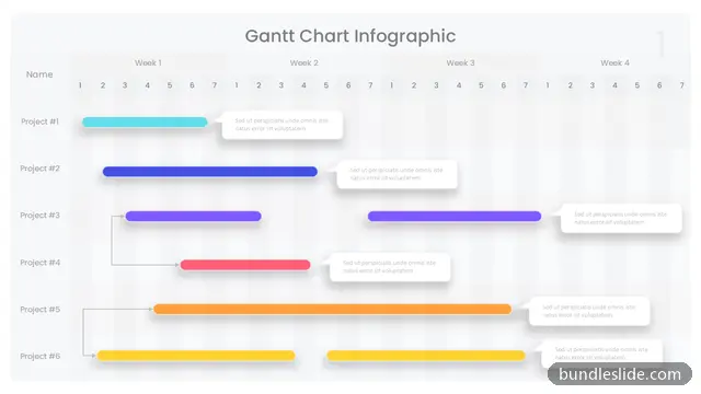 6 Step Roadmap PPT template with 6 items in teal, Gantt chart, project timeline - editable PowerPoint slide
