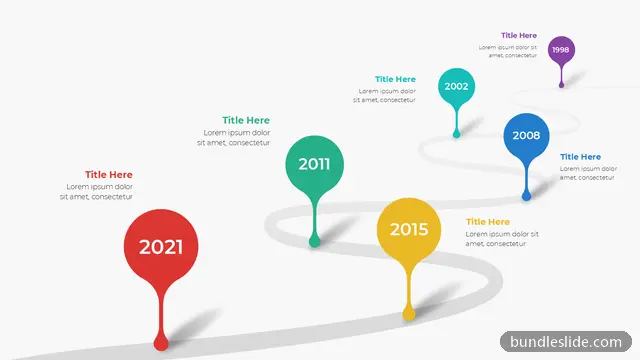 6 Step Roadmap PPT template with 6 items in red, timeline, milestones - editable PowerPoint slide