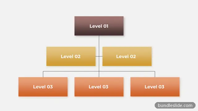 6 Level Pyramid PPT template with 6 items in brown, hierarchy, organizational structure - editable PowerPoint slide