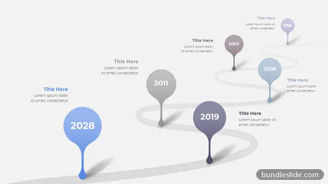 6 Step Roadmap PPT template with 6 items in blue, timeline, roadmap - editable PowerPoint slide