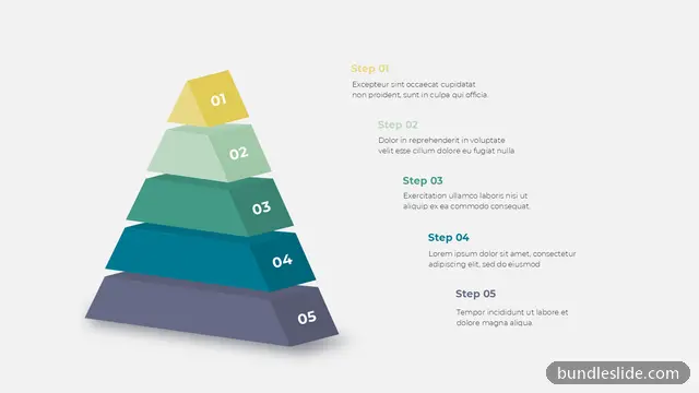 5 Level Pyramid PPT template with 5 items in yellow, pyramid diagram, 5-tier pyramid - editable PowerPoint slide